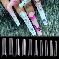 500600pcsbag xxl tapered square nail false nails half cover extra long c curve acrylic french manicure clearnatural nail tips