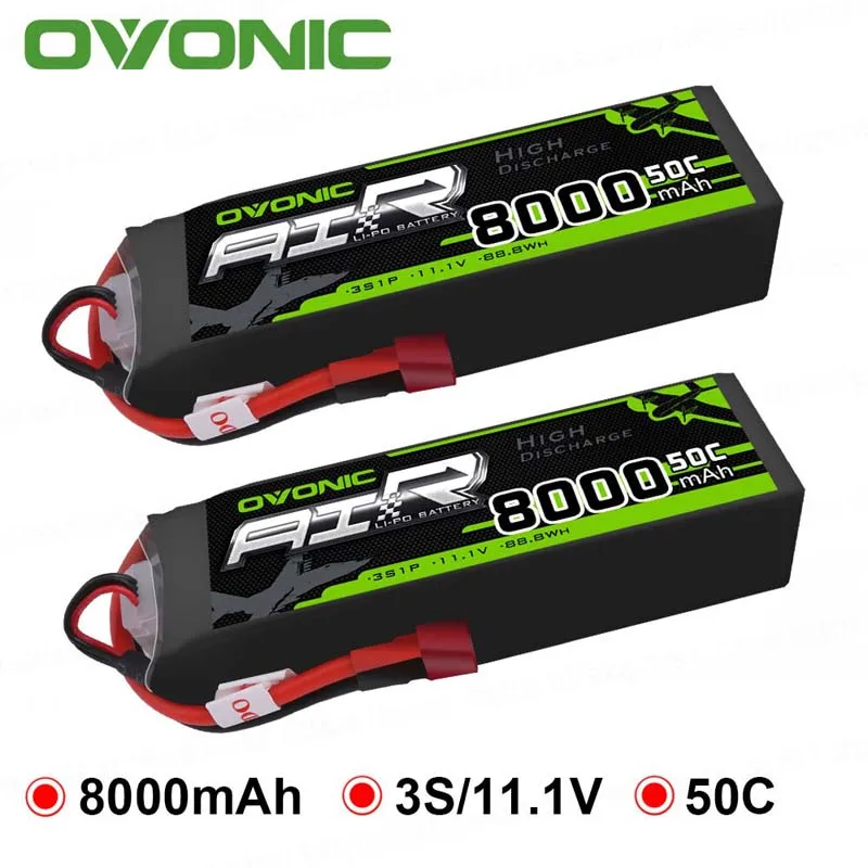 Литий полимерный аккумулятор OVONIC 8000 мАч 50C 11 1 В 3S с разъемом Deans для