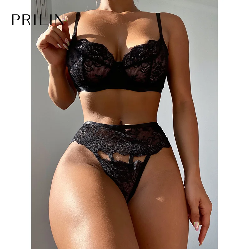 

PRILIN Women Black Lingerie Lace Sexy Lingeries Erotic Transparent Sensual Valentines Day Lingerie-femme 2022