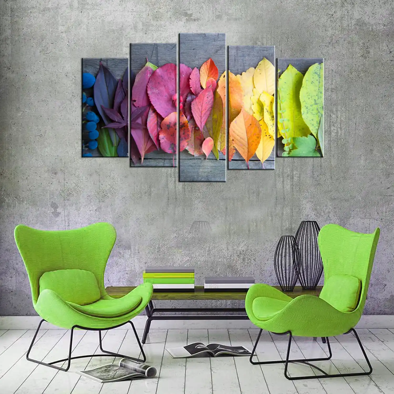 

COLORFUL LEAVES-5 PIECE PICTURE of MDF TABLE
