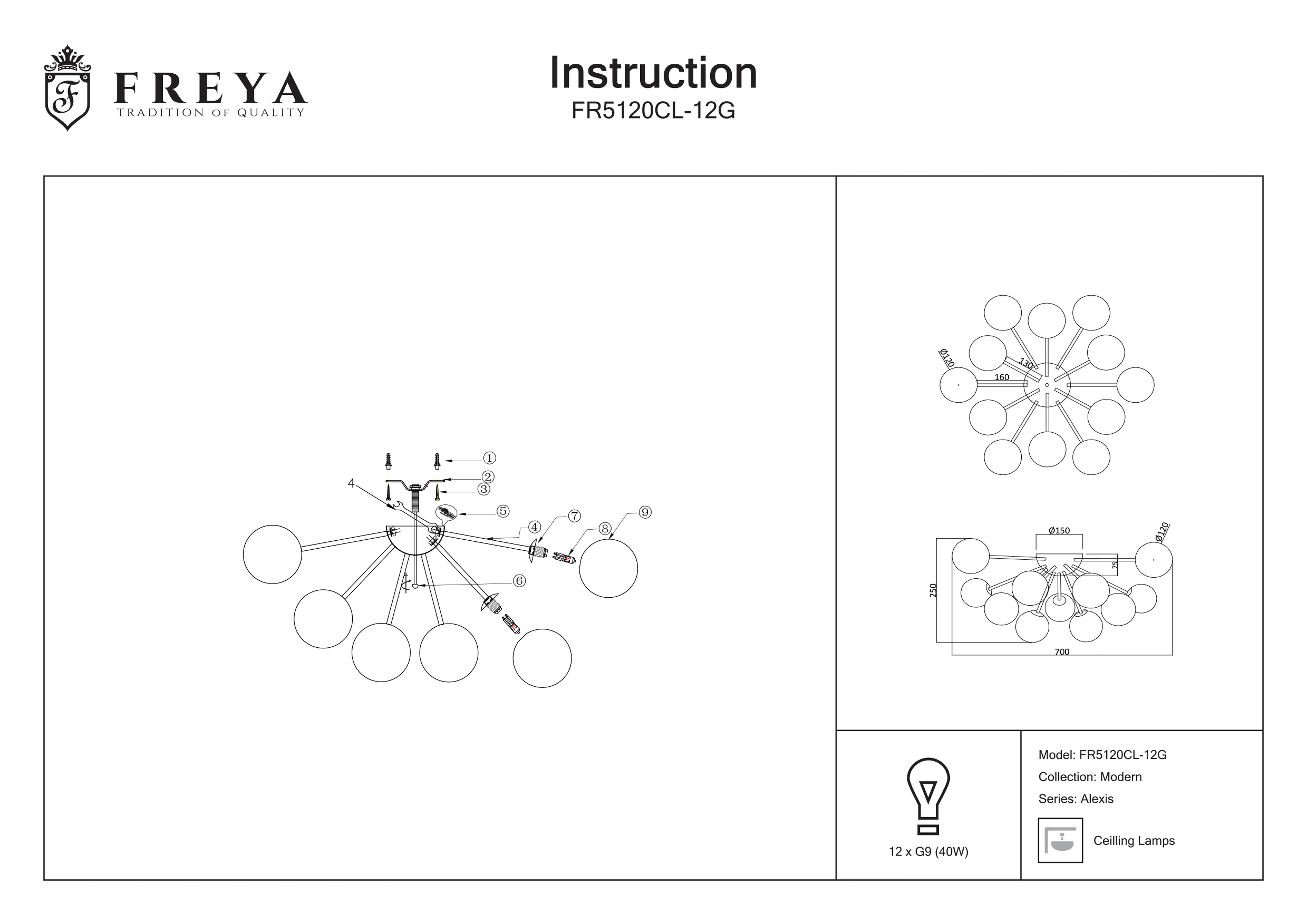 Потолочный светильник Freya Alexis FR5120CL-12G