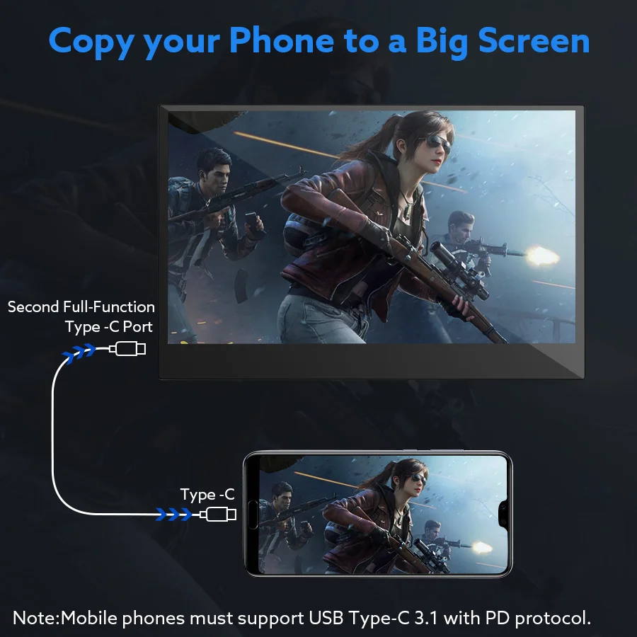 Монитор для ПК Eyoyo EM13L 13 3 &quot портативный ЖК-экран 72% NTSC IPS HDMI Type USB C ноутбука PS4 Xbox