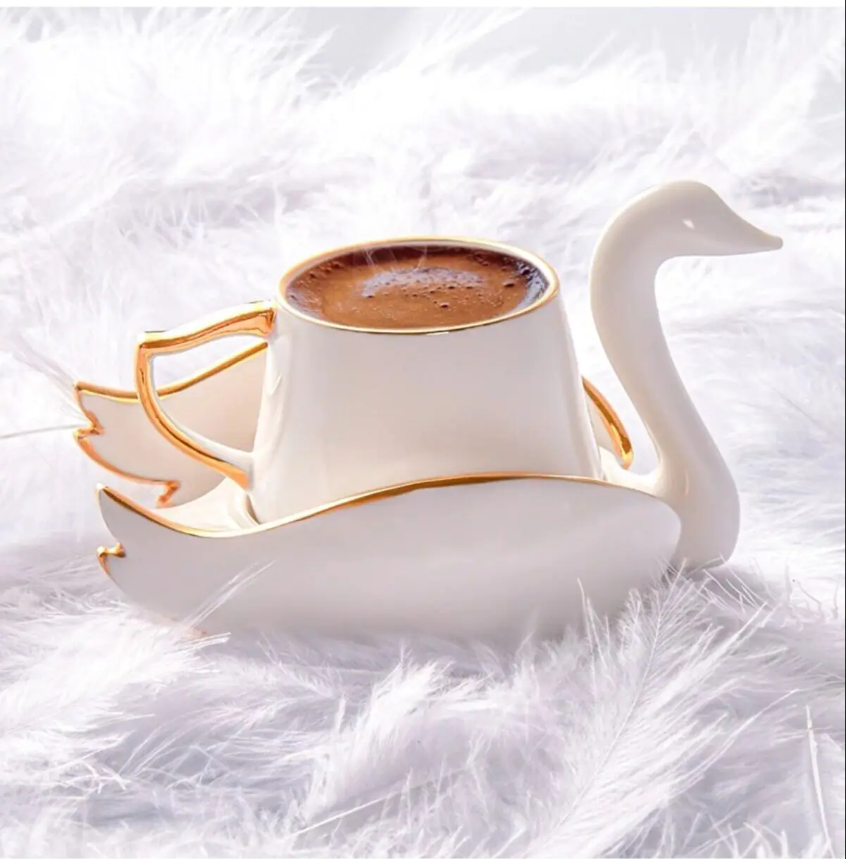 

Swan Shaped Porcelain Coffee Mug Cup Tea Set With Saucers Espresso and Latte Cappuccino Coffee Cup Arabic Turkish Coffee Mug Cup