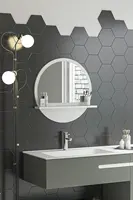Yuvarlak Beyaz Raflı 45cm Banyo Aynası Konsol Duvar Salon Mutfak Wc Ofis Çocuk Yatak Odası YUVARLAK-RAFLI-45CM-BANYO-AYNA