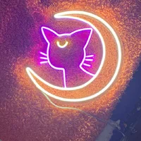 Sailor Moon Luna Cat Neon Sign Custom Anime Led Neon Sign Kawaii Cute Light Decor Wall Hanging For Bedroom Personalized Gift