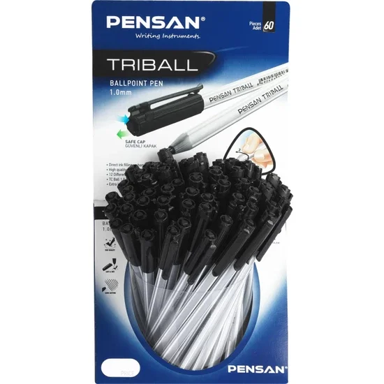 

Pensan Ballpoint Blue Pen 1mm 60 Pieces in One Box Whosale Lot, Black Colored Ballpoint Pen