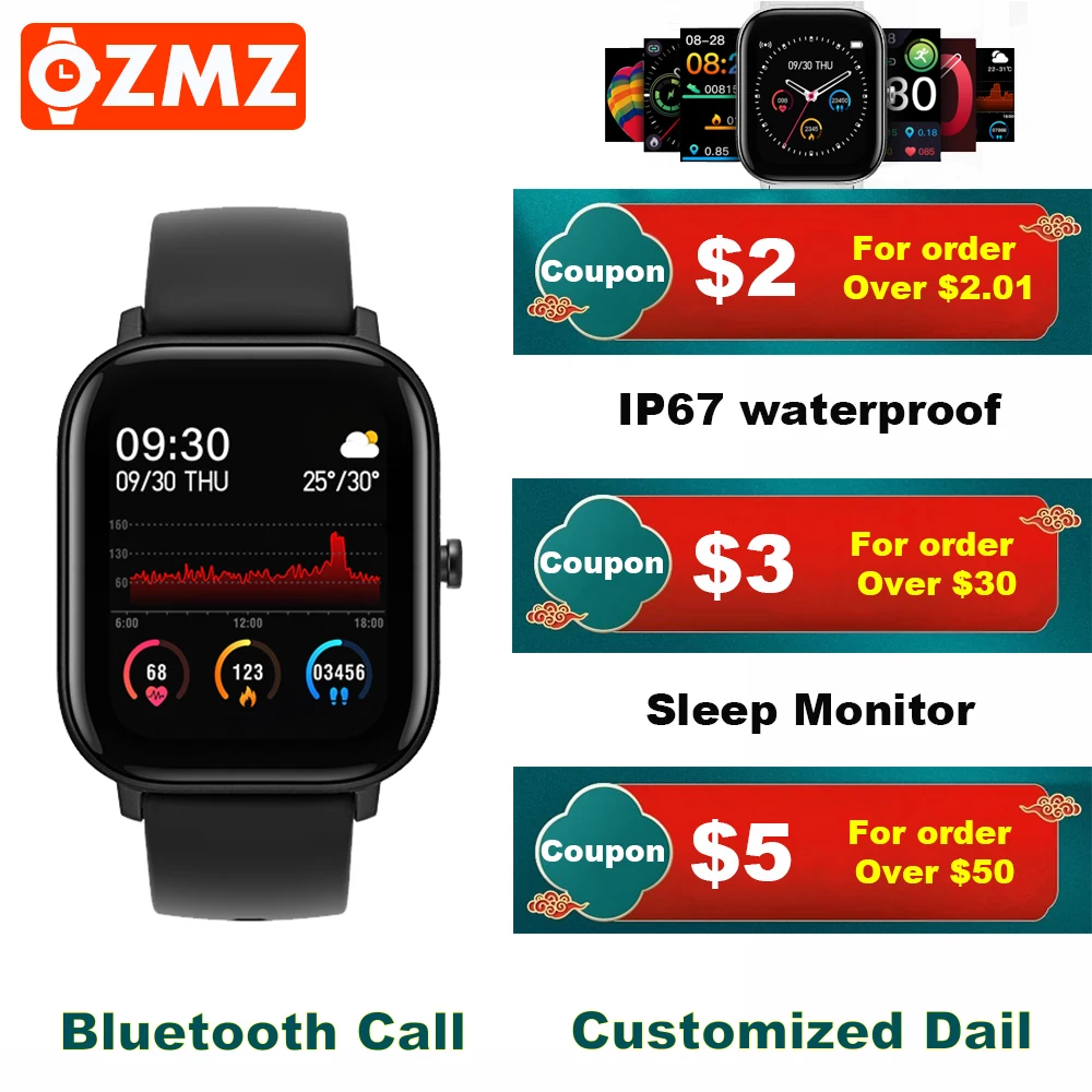 

Смарт-часы OZMZ, 1,54 дюйма, водостойкие, 10 дней, Bluetooth, 11 спортивных режимов
