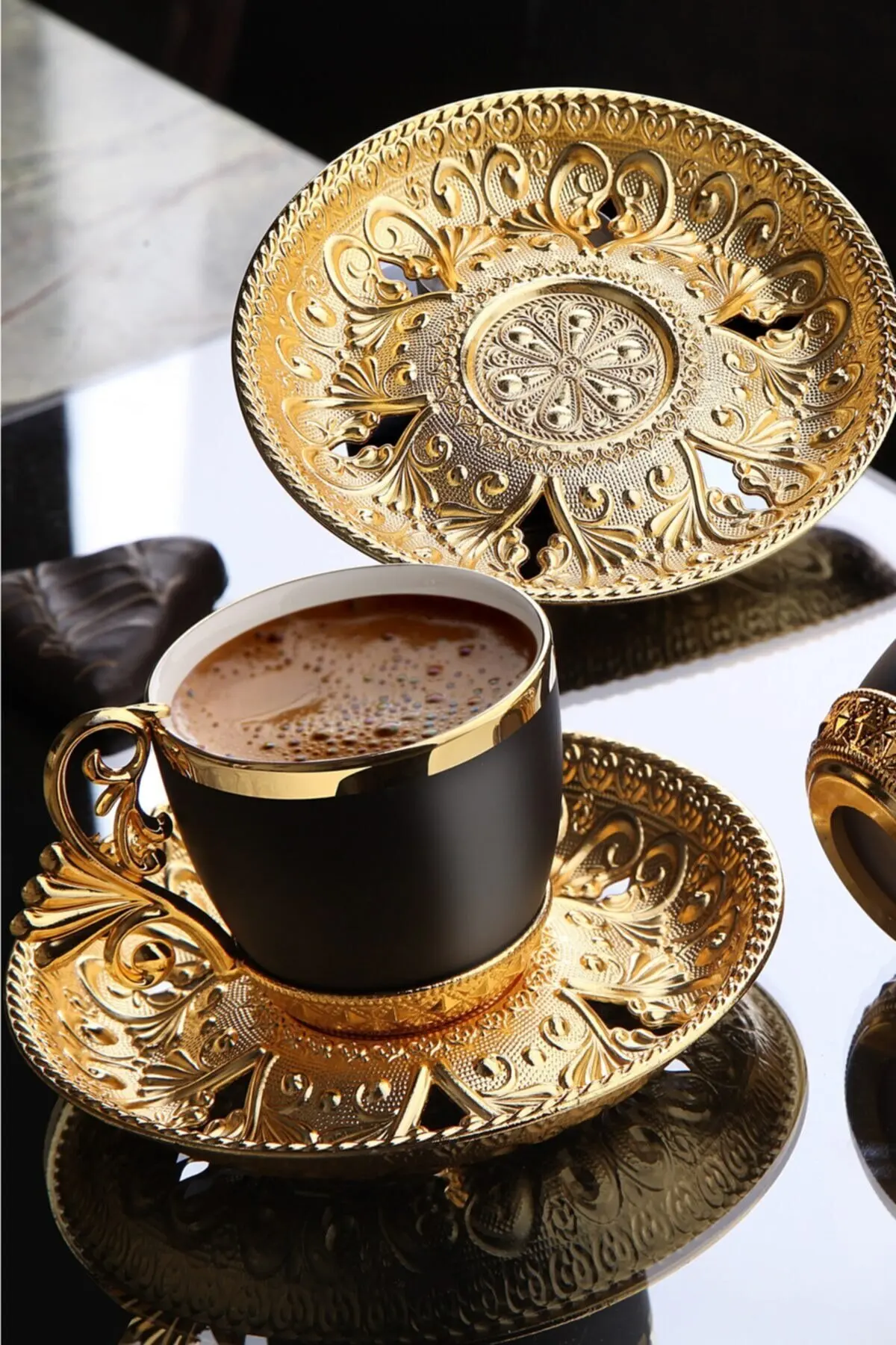 Турецкие золотые кофейные чашки 12 шт. Сервировочный набор керамические кружки