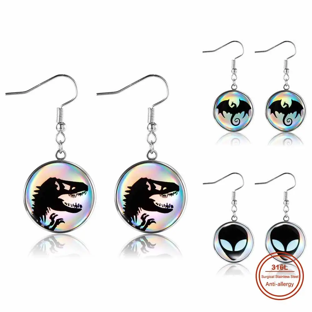 Новые модные серьги в тибетском стиле с логотипом летучей мыши и Волка застежкой