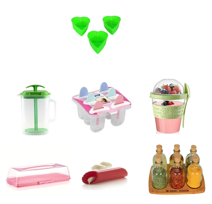 

7 Piece Kitchen Set Cake Dome Spice Ice Cream Yoghurt Container