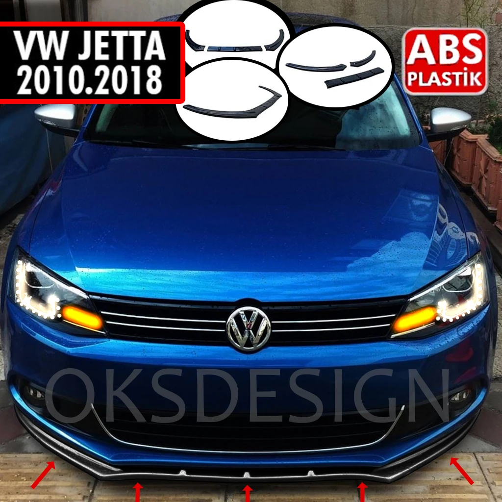 Передний бампер для Volkswagen VW Jetta MK6 2010-2018 3 шт. черный разветвитель диффузор губ