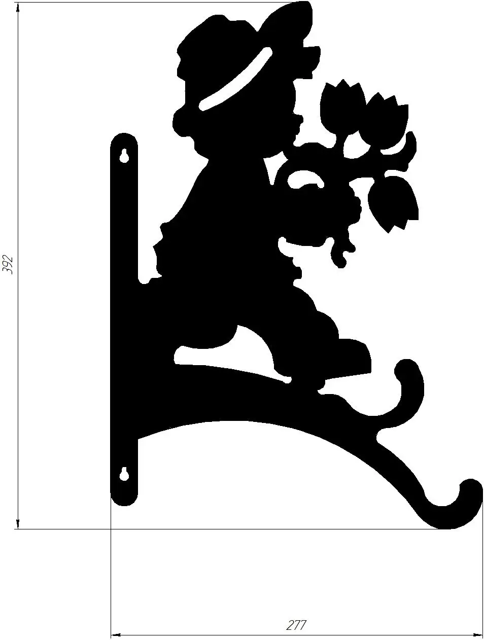 Подвес для цветочного горшка &quotМальчик с тюльпанами&quot малый 191х164 мм|Подвесные