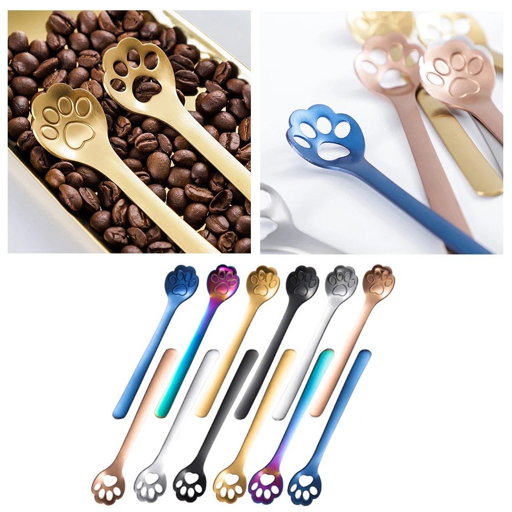 

Cute Cat Claw Coffee Spoon High quality Gold Mini Creative Coffee Stainless Steel Spoon Gift Cake Stirring Sugar Soup Dessert Te