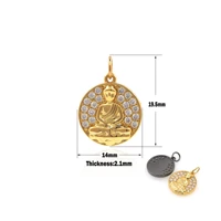 buddha pendant women golden gold filled cubic zircon necklace fashion outlet round buddha head jewelry charm
