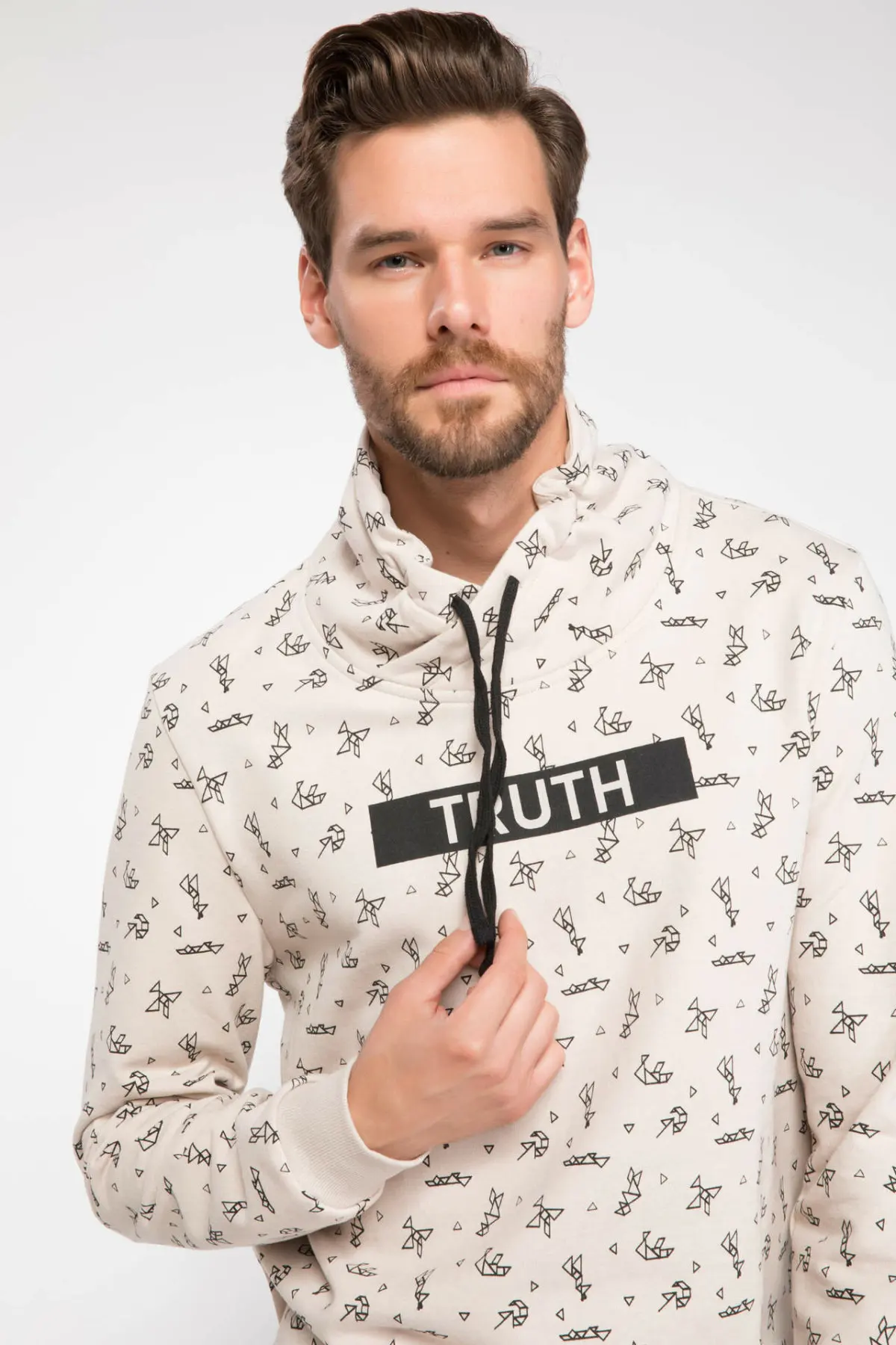 DeFacto мужской осенний белый комбинезон с капюшоном повседневный геометрический