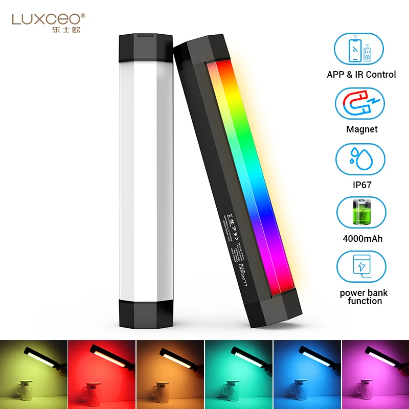 

LUXCEO P200 LED RGB Lights for Photography Selfie Rechargeable Lamp Ring Light Professional Photo Streaming Photographic