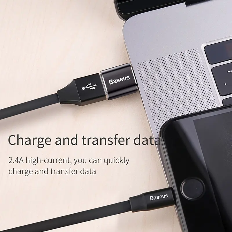 Адаптер OTG Baseus с USB на Type C внешний адаптер Type-c (штекер) Micro (гнездо) конвертер для