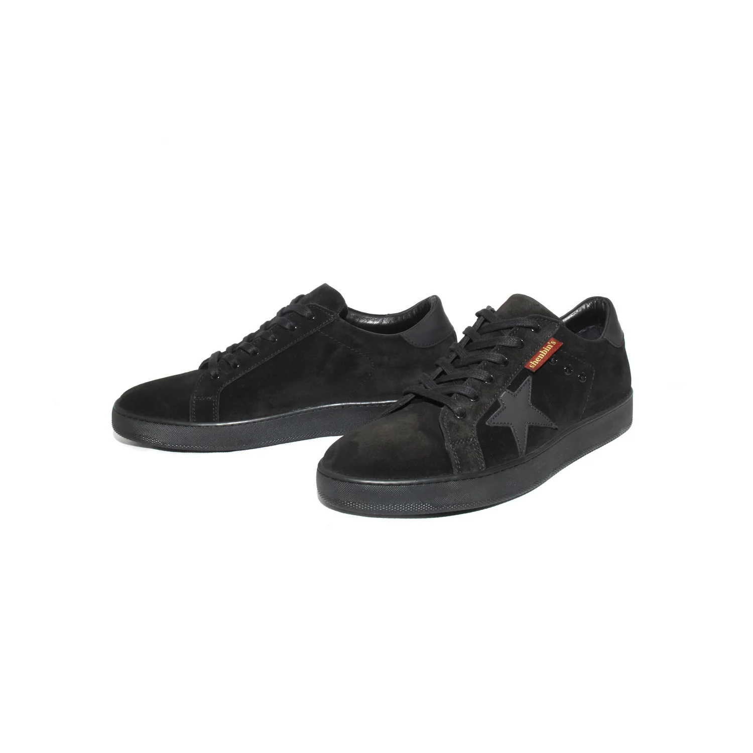 

Premium Handmade Black Star Suede Sneakers Men's Comfortable Sport Shoes, New Season Spring 2021, Men's Designer Leather Shoes