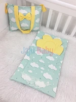 jaju baby handmade yellow green cloudy combine baby care bag and baby diaper changing matte