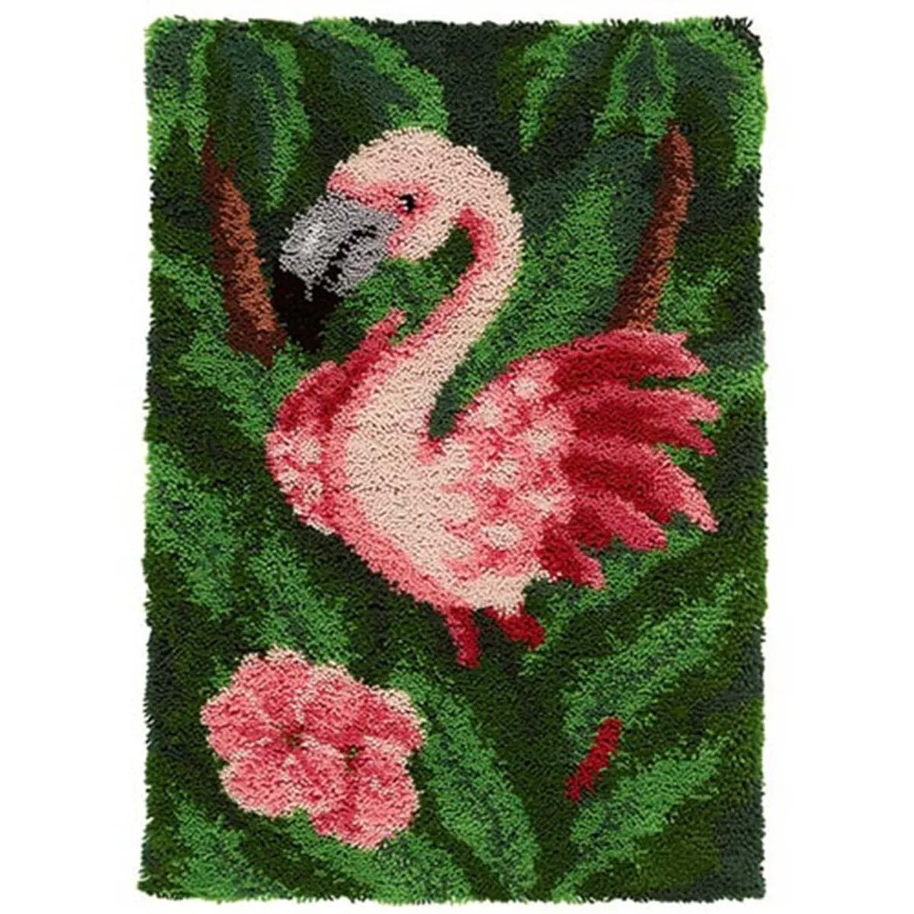 

Latch Hook Rug Kits Flamingo Wall Tapestry DIY Carpet Rug Pre-Printed Canvas with Non-Skid Backing Floor Mat 69x102cm