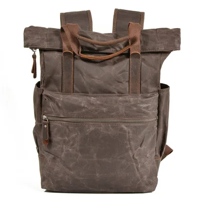 

Mexican Luxury Vintage Canvas Backpacks for Men Oil Wax Canvas Leather Travel Backpack Large Waterproof Day packs Retro Bag pack