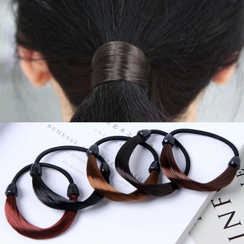 

Women Wig Elegant Hair Bands Ponytail Holder Elastic Hair Ropes Girls Solid Color Rubber Band Fashion Classic Hair Accessories
