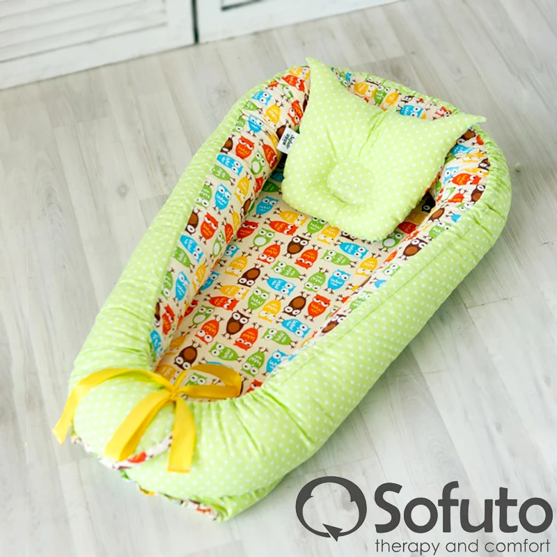 Кокон-гнездышко для младенцев из 100% Хлопка с бортами и подушечкой в ПОДАРОК