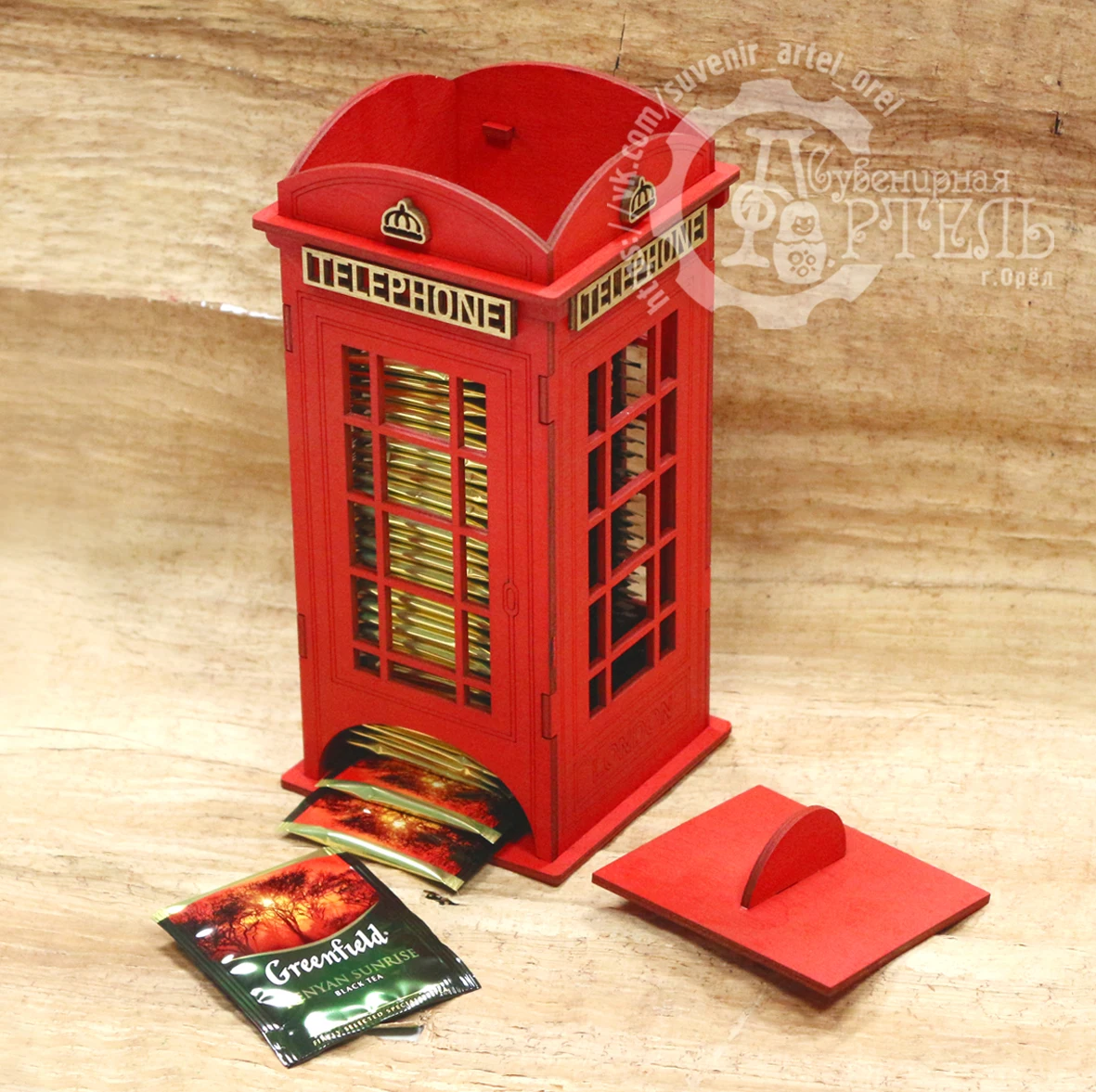 Красная телефонная будка чайный домик &quotLondon Style&quot (коробка для чая) Red telephone booth Tea