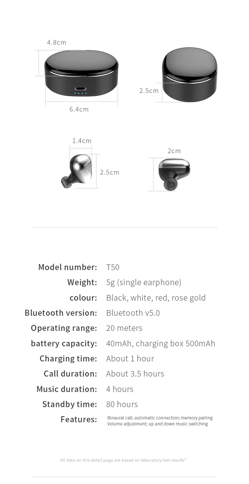 100 шт./лот T50 Беспроводная bluetooth-гарнитура V5.0 гарнитура в ухо Новая беспроводная мини-гарнитура в TWS