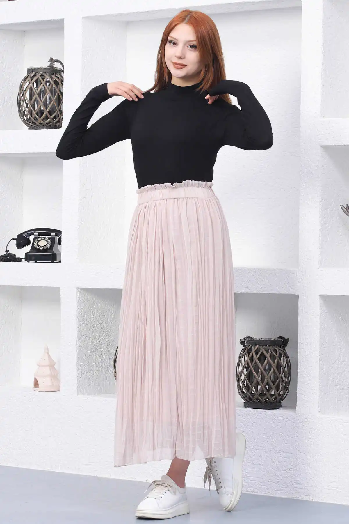 

Pleated Hijab Skirt Ramadan Summer Womens 2022 New Vintage Print Floral Chiffon Elastic Waist Casual Abaya Dress Femme Vestidos
