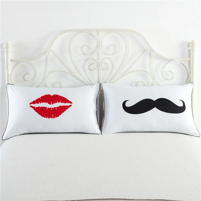 

Funny White Couple Pillowcase Modern Brief Bedding Pillow Case Comfortable Cushion Cute Pillow Cover With 21 Patterns Optional