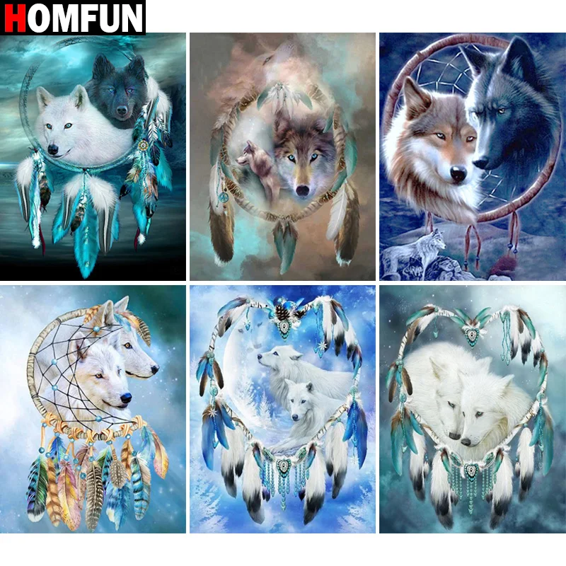 

Алмазная живопись HOMFUN, вышивка крестиком «волчье перо» 5D, «сделай сам», полная вышивка, квадратные/круглые стразы