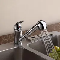 Stainless Steel Small Single Handle Pull Out Sink Silver Hot Cold Mixer Tap 2 Mode Spout Kitchen Faucets with Sprayer Bar