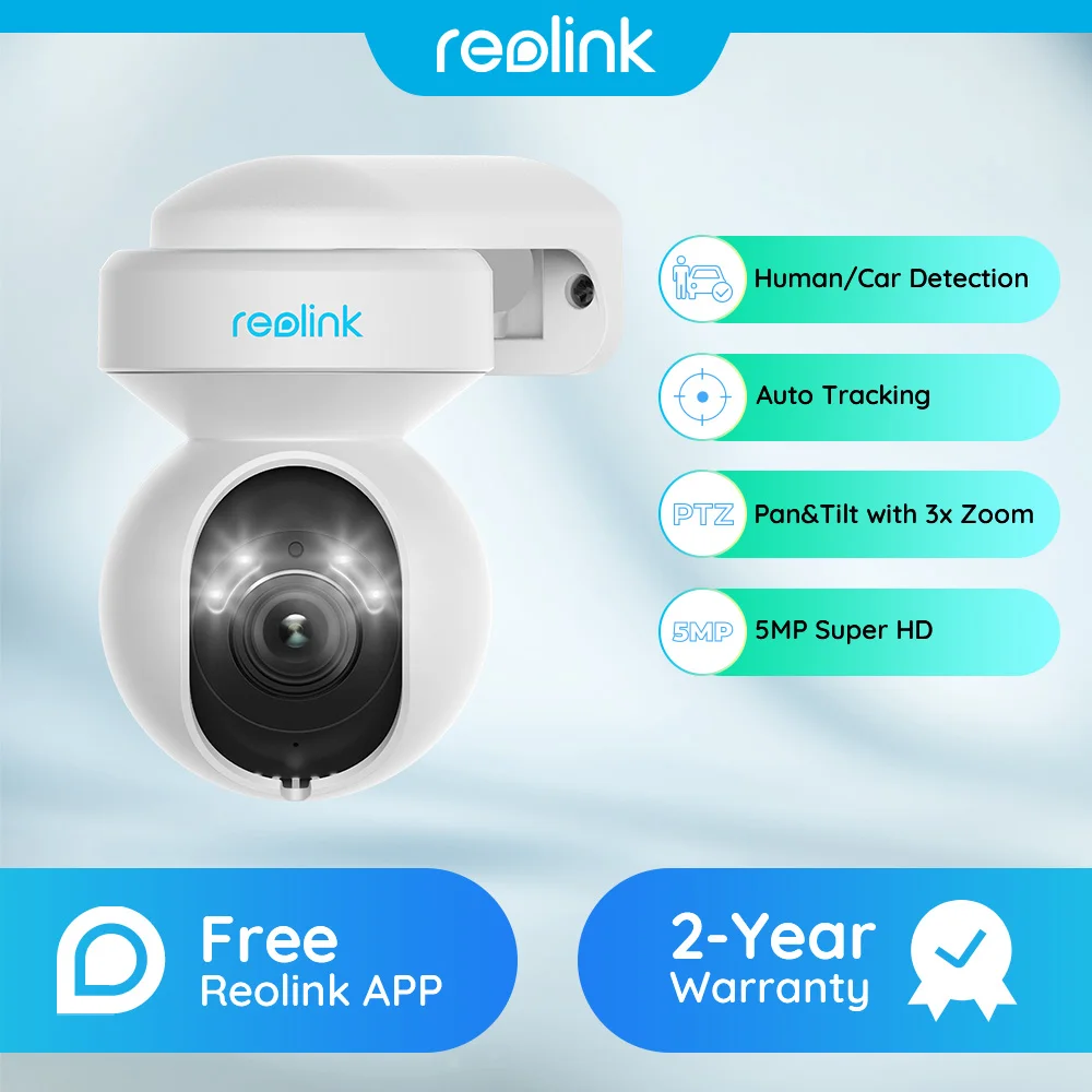 Reolink E1 наружная 5 Мп WiFi камера обнаружения человека/автомобиля автоматическое отслеживание PTZ 2 стороннее Аудио цветное ночное видение домашнее видео наблюдение