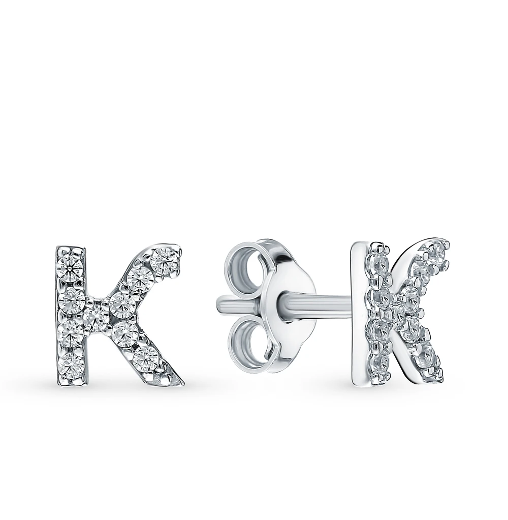 Серебряные серьги с фианитами SUNLIGHT проба 925|Серьги-гвоздики| |