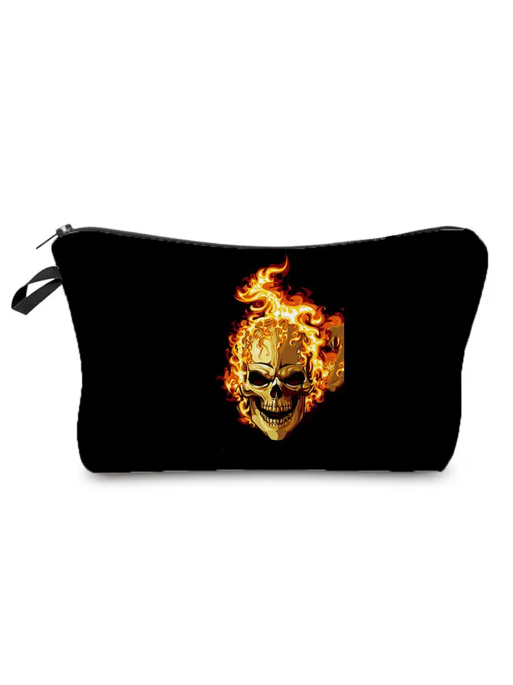 

Женская косметичка с принтом "сжигающий череп", новая модная косметичка, лидер продаж, Портативная сумка для хранения, Высококачественная м...