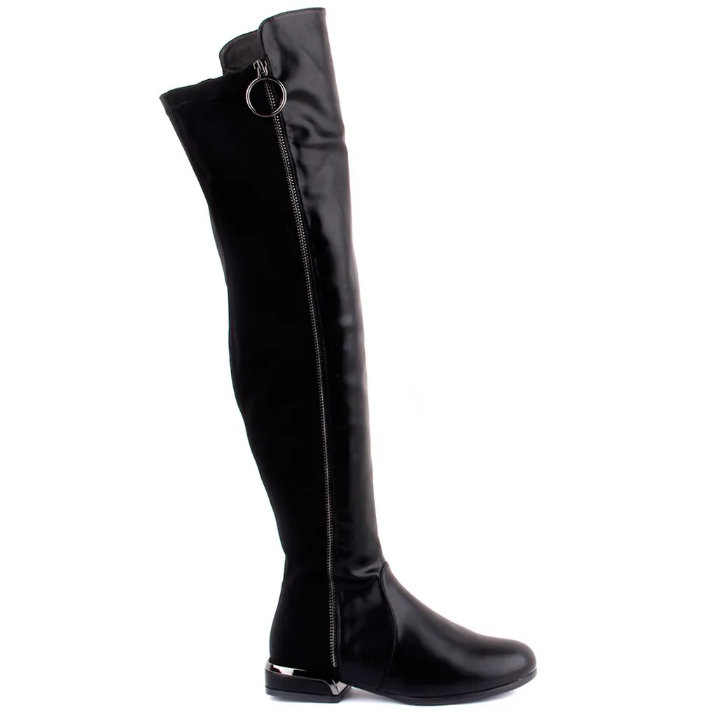 

Guja Black Zipper Women Boots