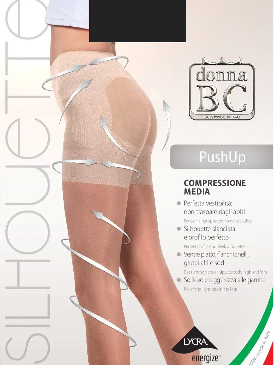 Donna BC Push_up 40 Den Compressione media колготки моделирующие. Колготки женские корректирующие.