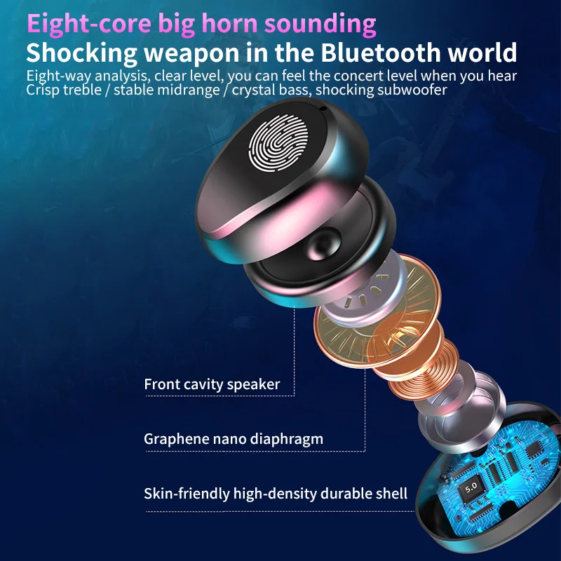 Наушники-вкладыши TWS с Беспроводной наушники Bluetooth 5 0 9D Hi-Fi стерео спортивные