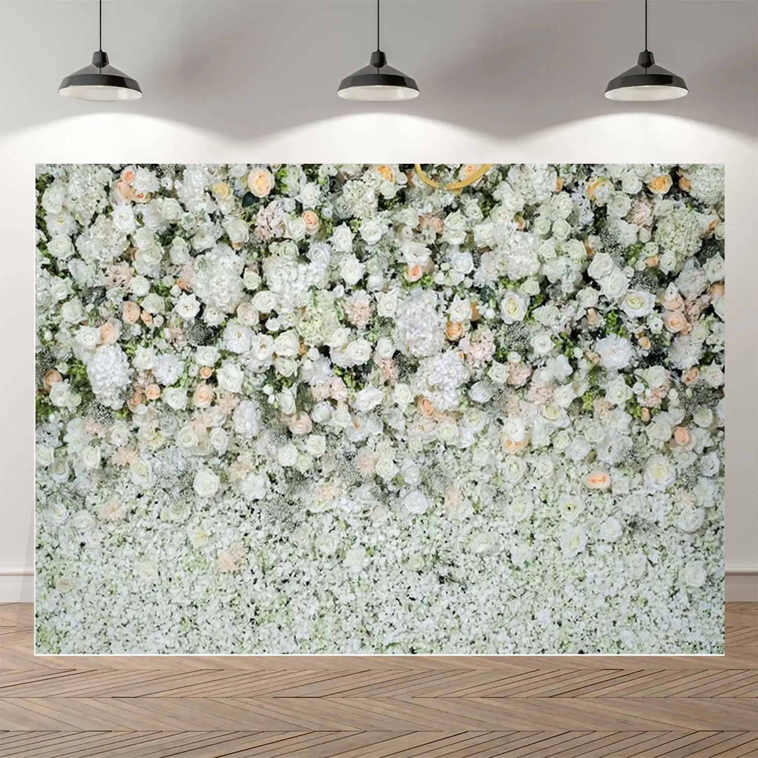 

NeoBack Thin Vinyl Teal Champaigne Floral Wall Wedding Photo Backgrounds Children Photo Backdrops Party Banner Welcome Board