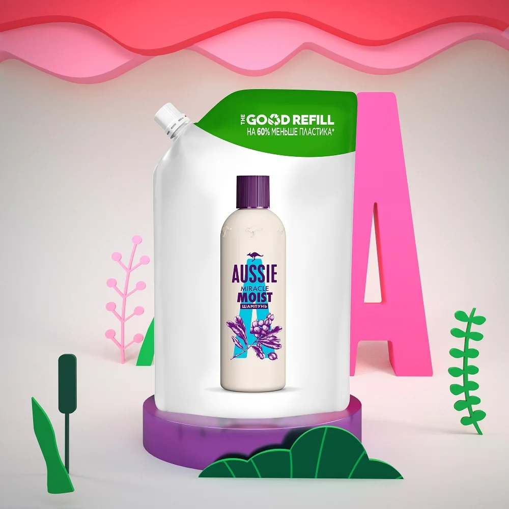 Шампунь AUSSIE Miracle Moist с маслом ореха макадамия для сухих волос Сменный блок 480 мл |