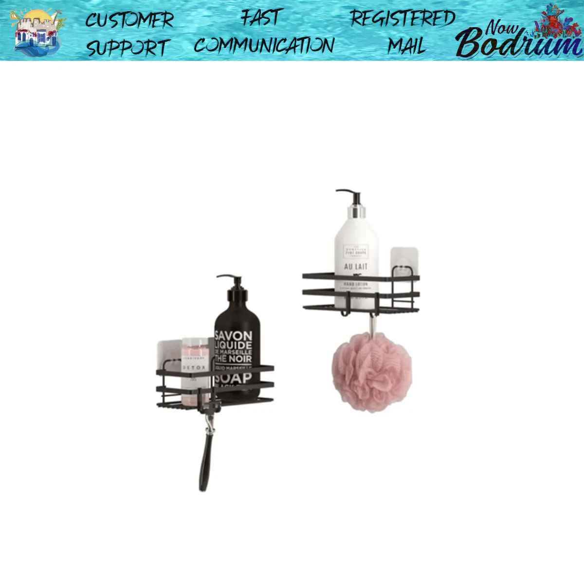 Technotel 2 шт. полки для ванной комнаты с клейкими крючками матовый черный 10 кг