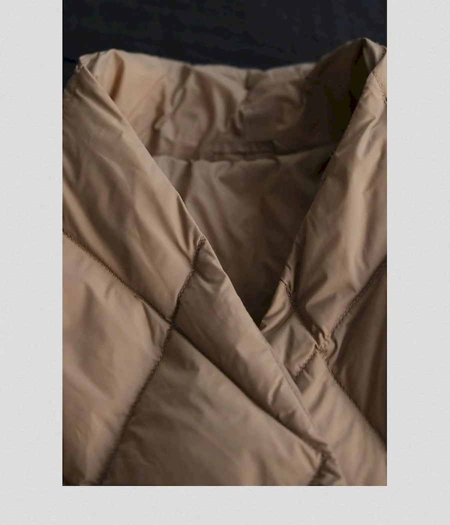 

Womens Padded Jacket Loose Art Stand Collar Solid Color Diamond Medium Length Over Knee Warm 2021 Winter MTW600057