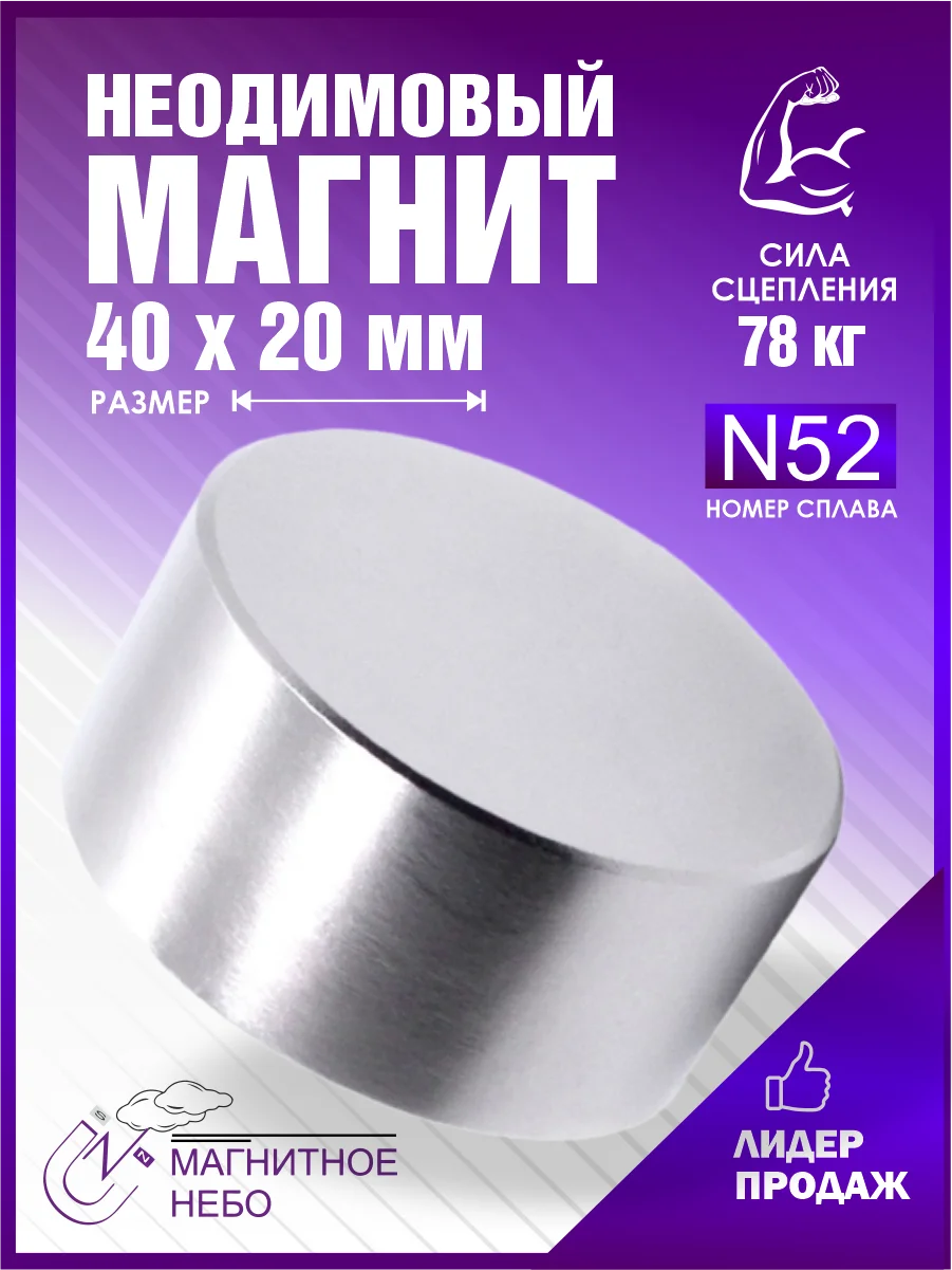 Неодимовый магнит диск 40х20 мм N52 | Строительство и ремонт