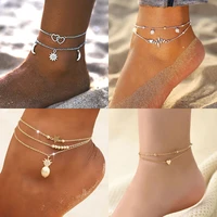 boho pink butterfly pendant letter angel anklet women summer ocean beach casual jewelry accessories girlfriend gift