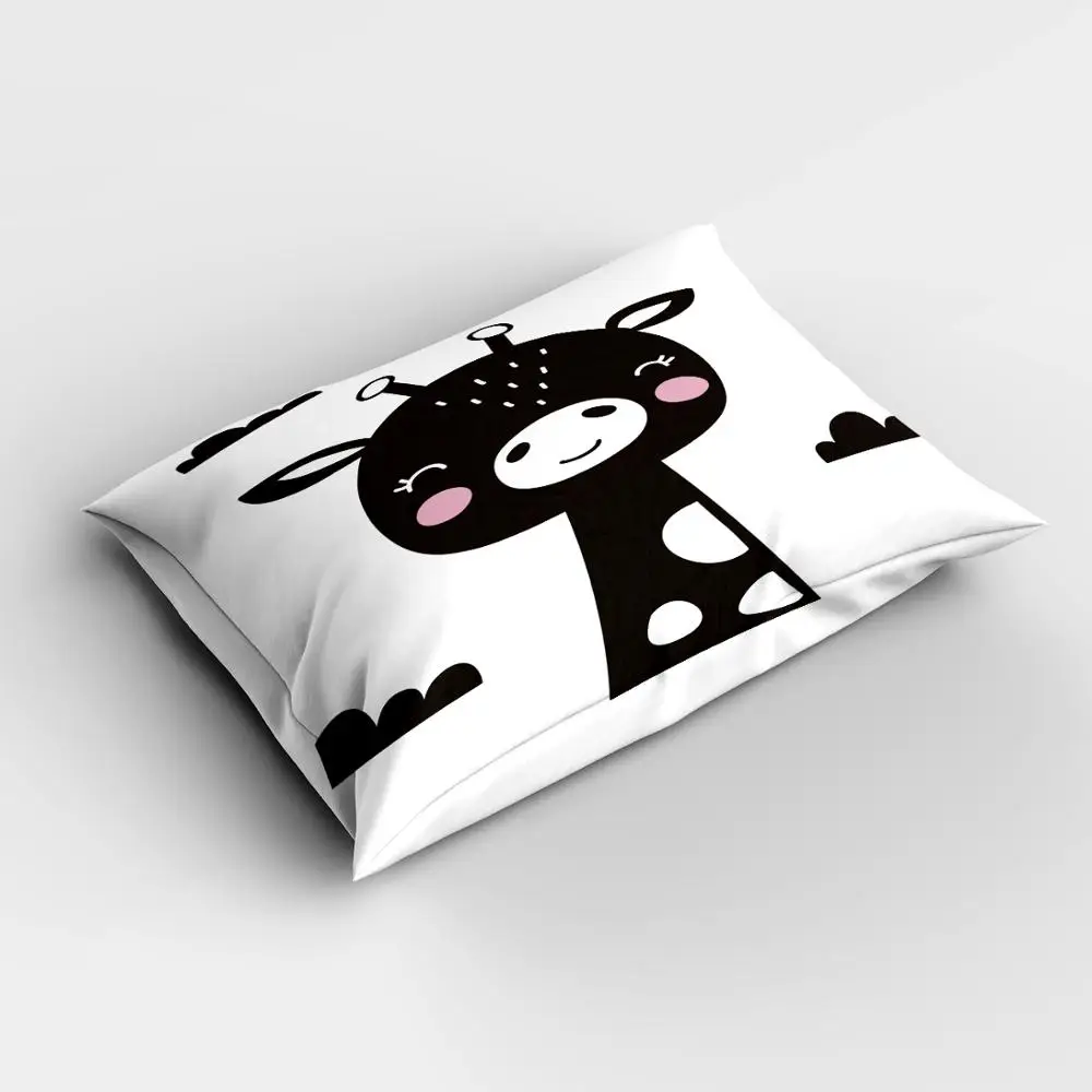 

Else Black White Giraffe Animal Nordic Rectangle Modern Kids Pillowcases 3d Digital Print Pillow Covers Cases for Couch Bed