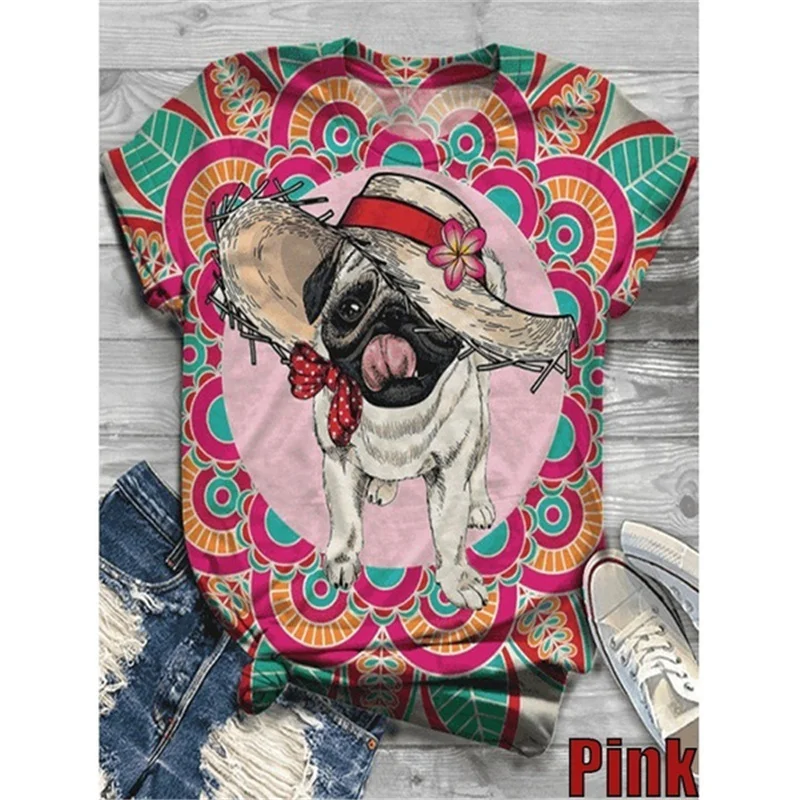 

3D Printed Animal O-Neck Cotton Tops Shirt Women Vintage T-Shirts Girls Short Sleeve Plus Size Tops Tee