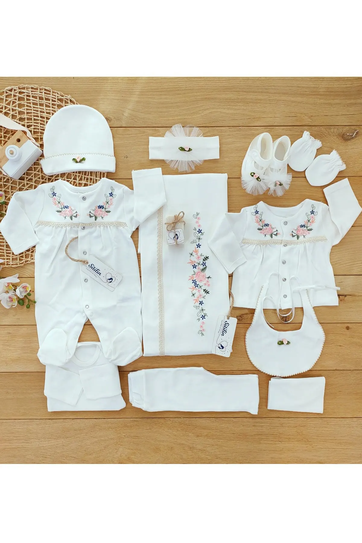 Conjunto de ropa interior para recién nacido de 0-3 meses, traje de Hospital de punto de cruz Natural de color crudo, cómodo y antialergénico