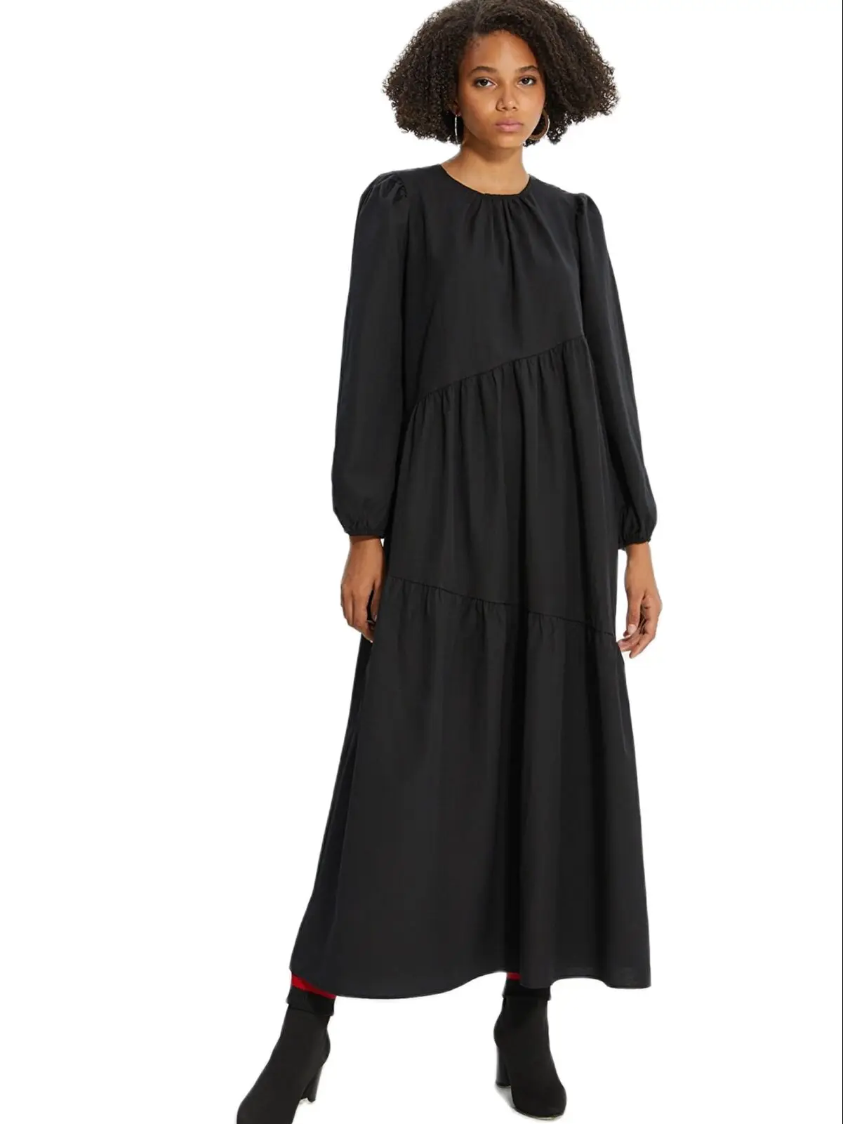 

Длинное платье из черного поплина, мусульманская мода, абайя в Дубае, турецкий хиджаб, летнее платье, халат, кафтан, мусульманская одежда для...