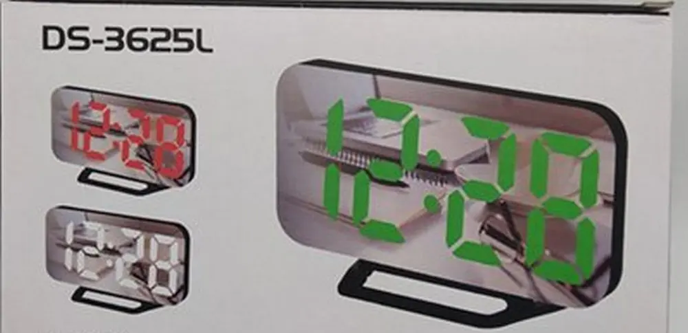 Часы зеркальные LED MIRROR DS-3625L/Green |